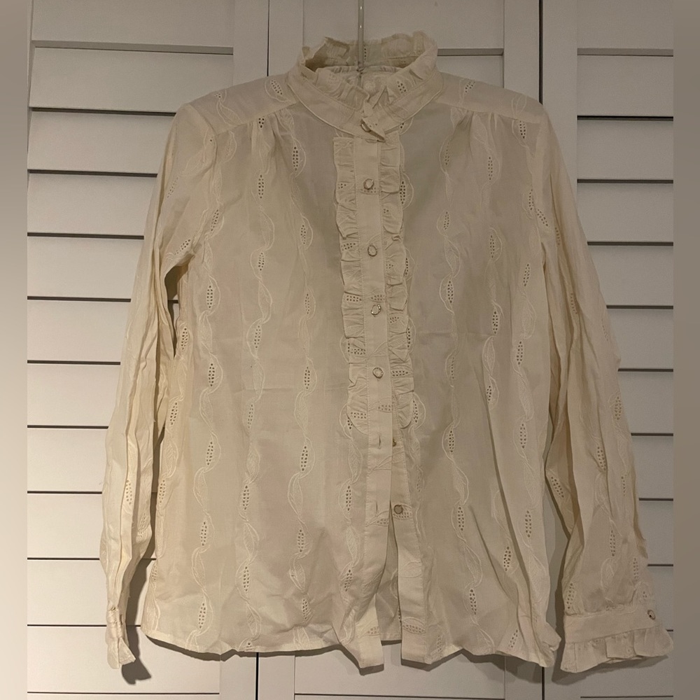 Simple Retro Vintage Inspired Ivory White Blouse